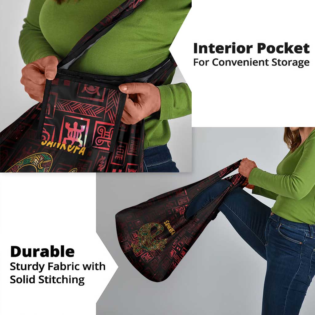 Afro-American Culture Grocery Bag Adinkra Sankofa Bird - Cosmic Red