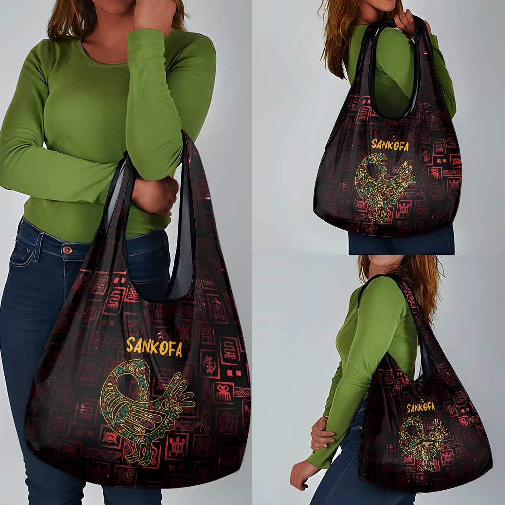 Afro-American Culture Grocery Bag Adinkra Sankofa Bird - Cosmic Red