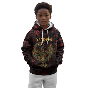 Afro-American Culture Kid Hoodie Adinkra Sankofa Bird - Cosmic Red