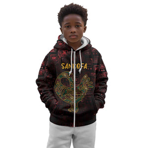 Afro-American Culture Kid Hoodie Adinkra Sankofa Bird - Cosmic Red