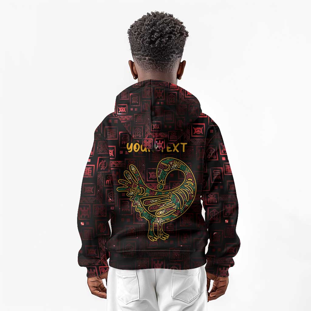 Afro-American Culture Kid Hoodie Adinkra Sankofa Bird - Cosmic Red