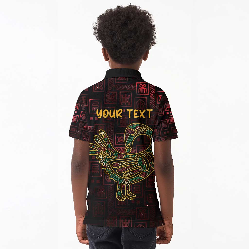 Afro-American Culture Kid Polo Shirt Adinkra Sankofa Bird - Cosmic Red
