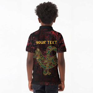 Afro-American Culture Kid Polo Shirt Adinkra Sankofa Bird - Cosmic Red