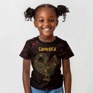 Afro-American Culture Kid T shirt Adinkra Sankofa Bird - Cosmic Red