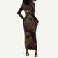 Afro-American Culture Long Sleeve Bodycon Dress Adinkra Sankofa Bird - Cosmic Red LT7