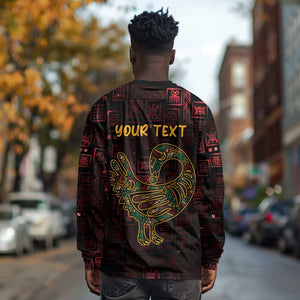 Afro-American Culture Long Sleeve Shirt Adinkra Sankofa Bird - Cosmic Red