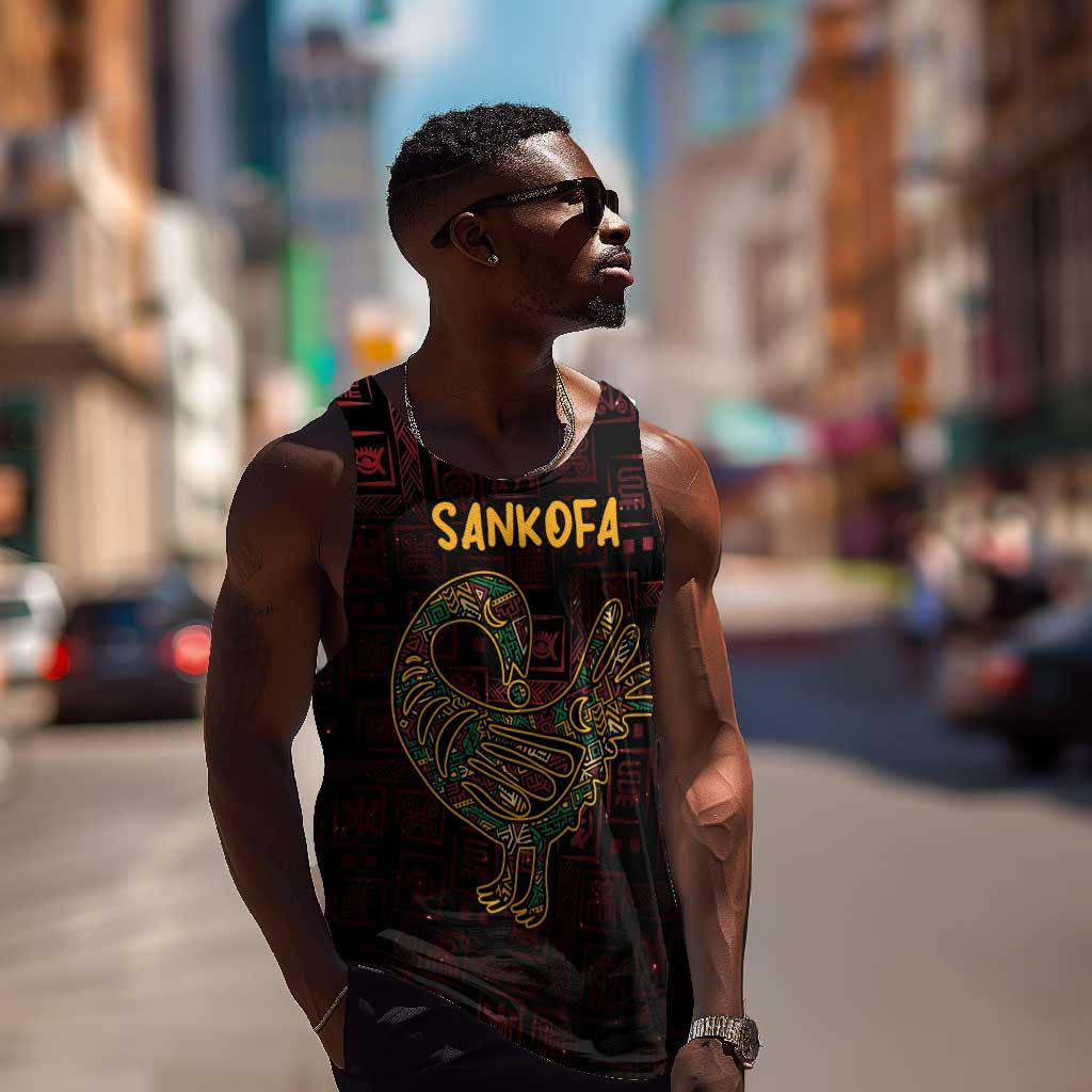Afro-American Culture Men Tank Top Adinkra Sankofa Bird - Cosmic Red