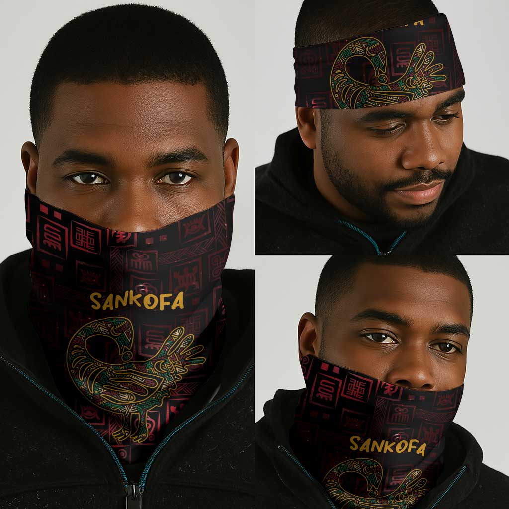 Afro-American Culture Neck Gaiter Adinkra Sankofa Bird - Cosmic Red LT7