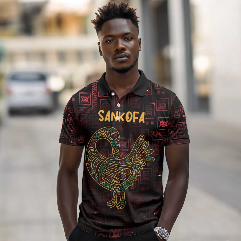 Afro-American Culture Polo Shirt Adinkra Sankofa Bird - Cosmic Red