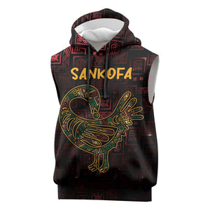Afro-American Culture Sleeveless Hoodie Adinkra Sankofa Bird - Cosmic Red - African Pride