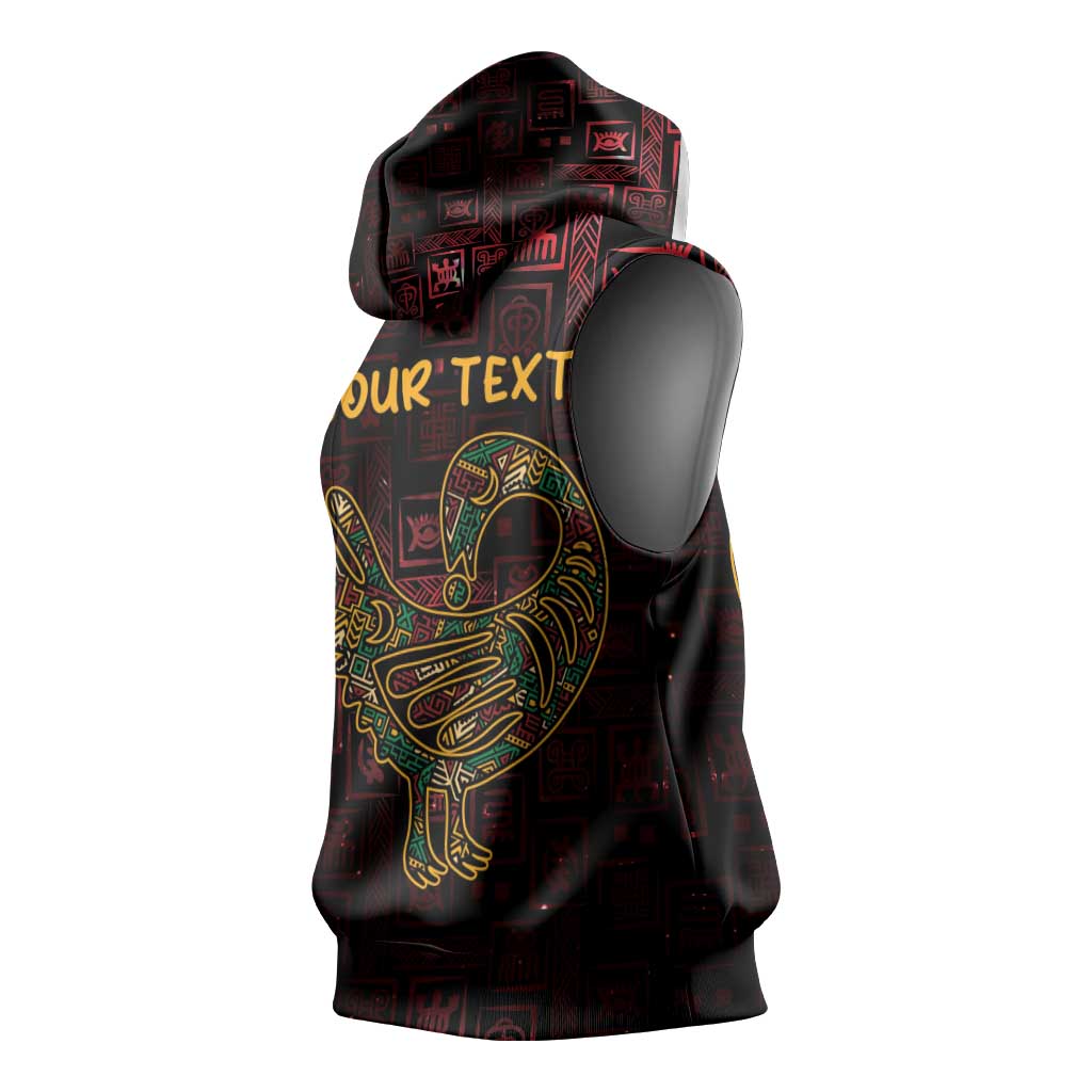 Afro-American Culture Sleeveless Hoodie Adinkra Sankofa Bird - Cosmic Red - African Pride