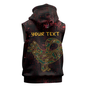 Afro-American Culture Sleeveless Zip Hoodie Adinkra Sankofa Bird - Cosmic Red - African Pride