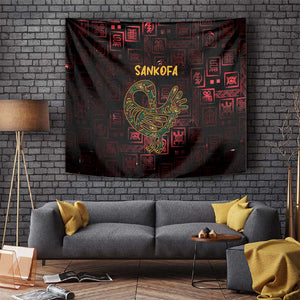 Afro-American Culture Tapestry Adinkra Sankofa Bird - Cosmic Red
