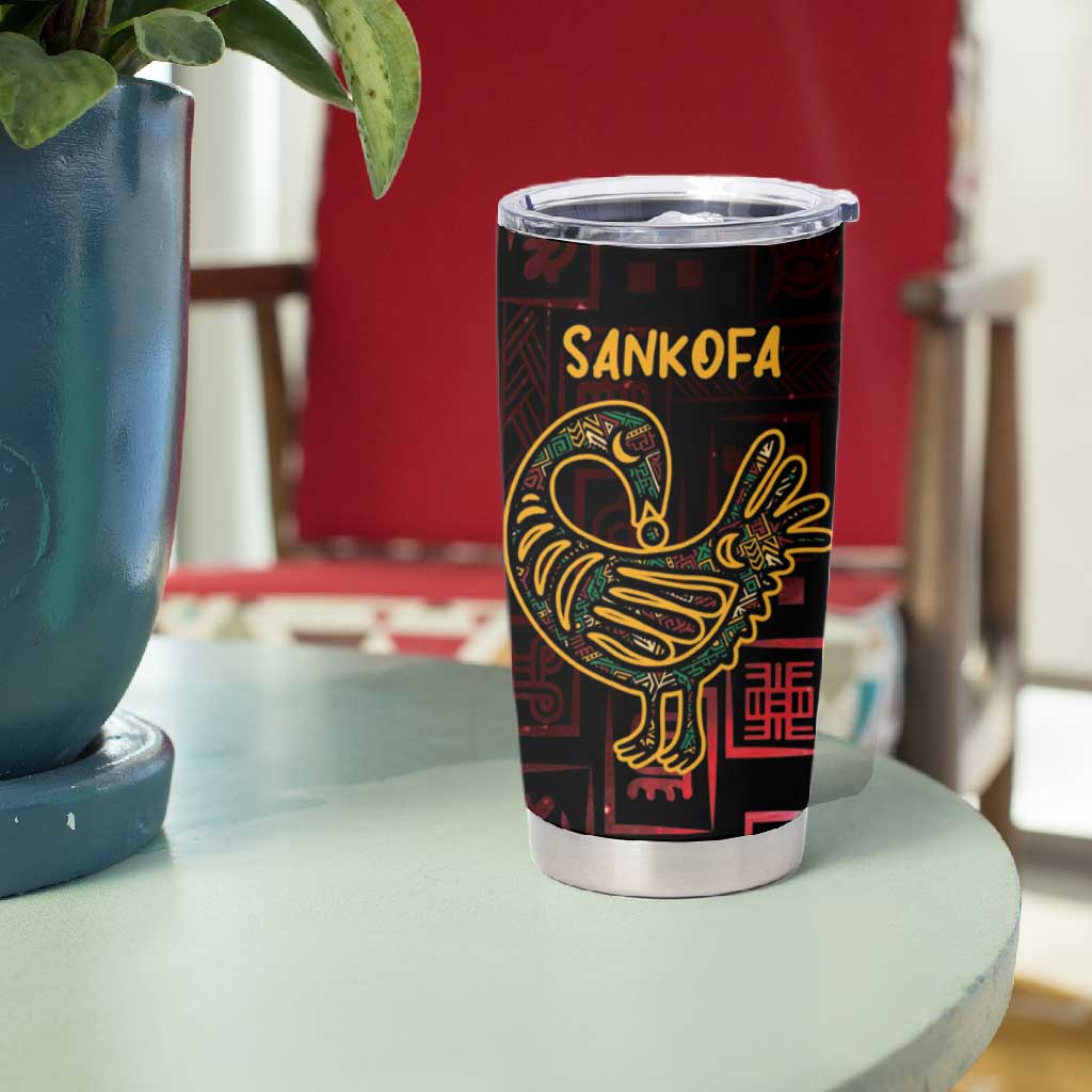 Afro-American Culture Tumbler Cup Adinkra Sankofa Bird - Cosmic Red