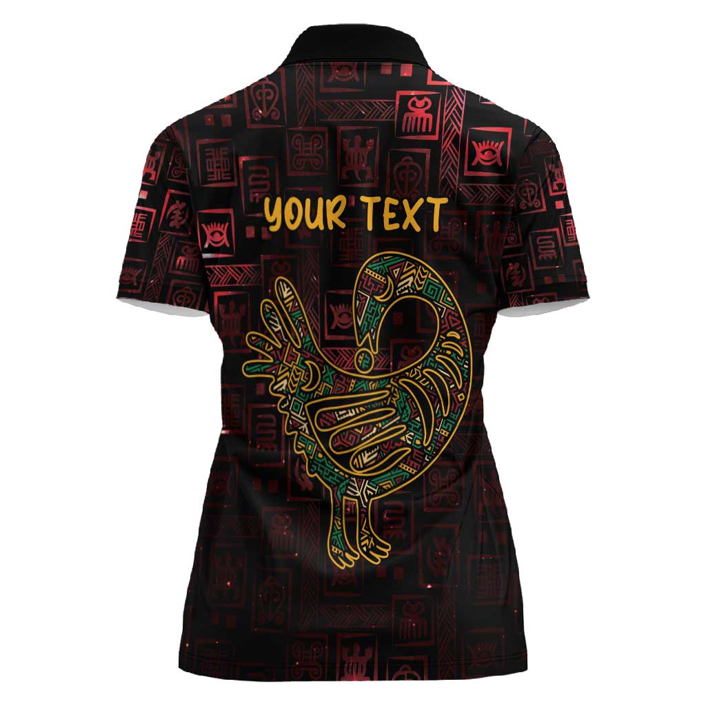 Afro-American Culture Women Polo Shirt Adinkra Sankofa Bird - Cosmic Red