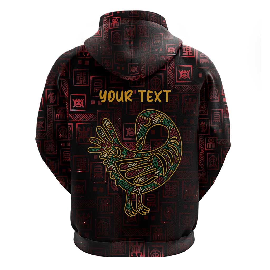 Afro-American Culture Zip Hoodie Adinkra Sankofa Bird - Cosmic Red
