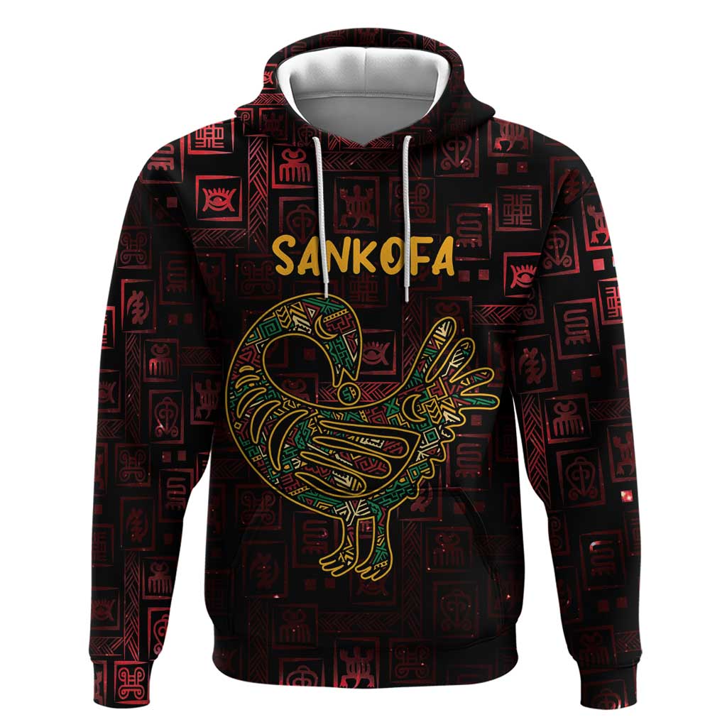 Afro-American Culture Zip Hoodie Adinkra Sankofa Bird - Cosmic Red