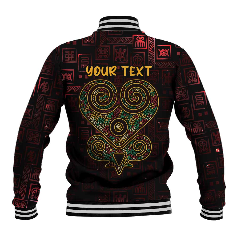 Afro-American Culture Baseball Jacket Adinkra Sankofa Heart - Cosmic Red