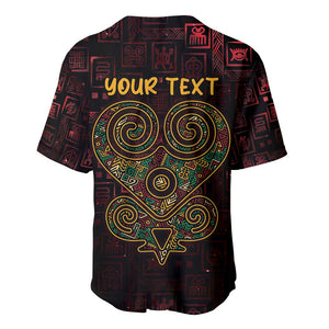 Afro-American Culture Baseball Jersey Adinkra Sankofa Heart - Cosmic Red