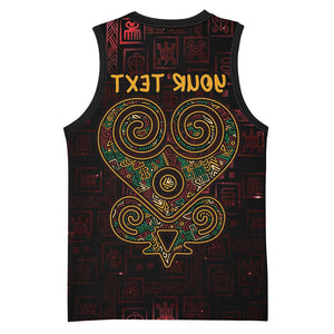 Afro-American Culture Basketball Jersey Adinkra Sankofa Heart - Cosmic Red - African Pride