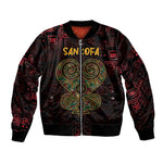Afro-American Culture Bomber Jacket Adinkra Sankofa Heart - Cosmic Red