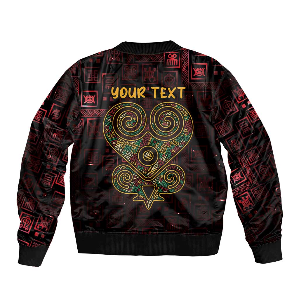 Afro-American Culture Bomber Jacket Adinkra Sankofa Heart - Cosmic Red