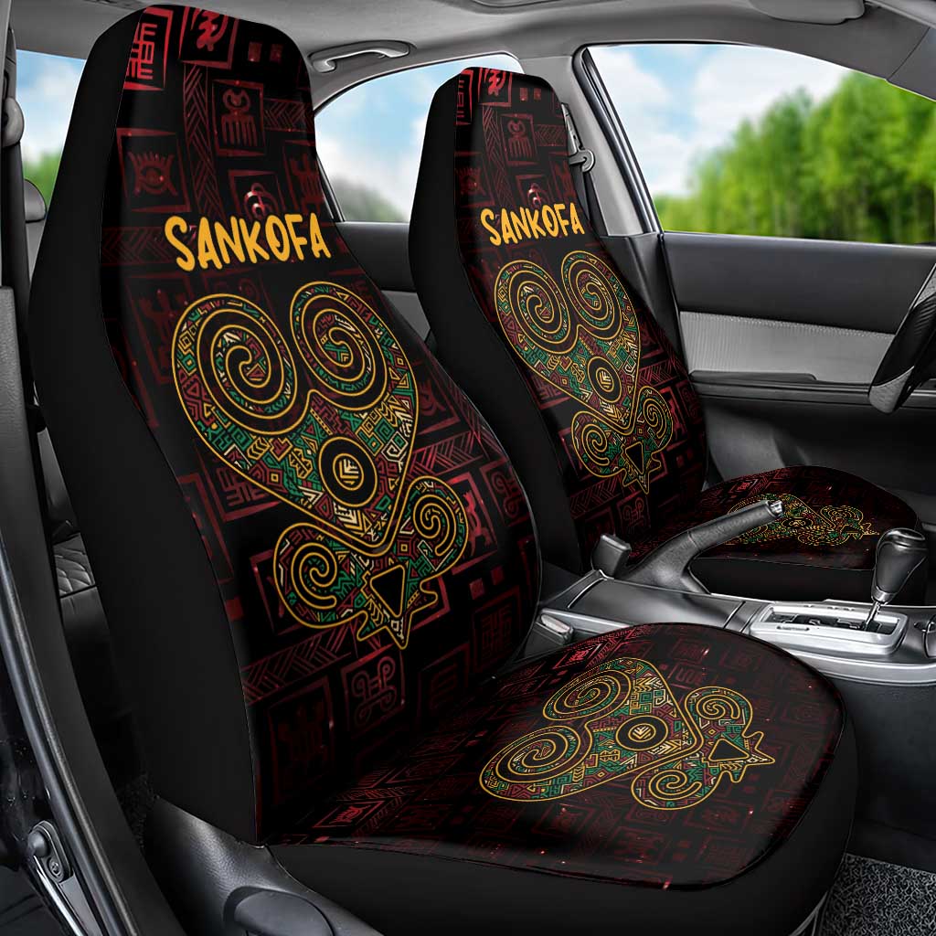 Afro-American Culture Car Seat Cover Adinkra Sankofa Heart - Cosmic Red