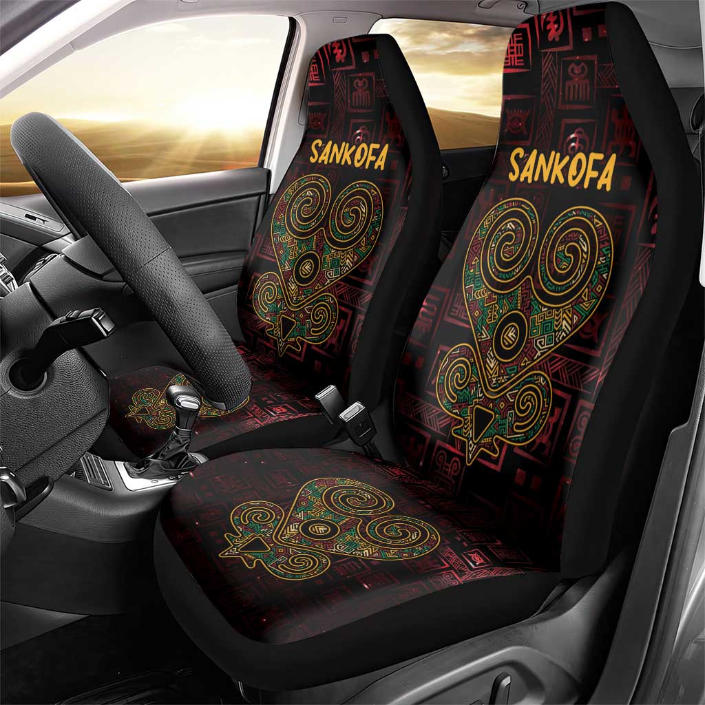 Afro-American Culture Car Seat Cover Adinkra Sankofa Heart - Cosmic Red