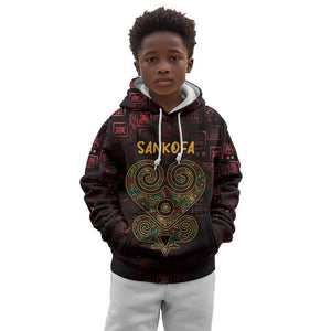 Afro-American Culture Kid Hoodie Adinkra Sankofa Heart - Cosmic Red