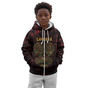Afro-American Culture Kid Hoodie Adinkra Sankofa Heart - Cosmic Red