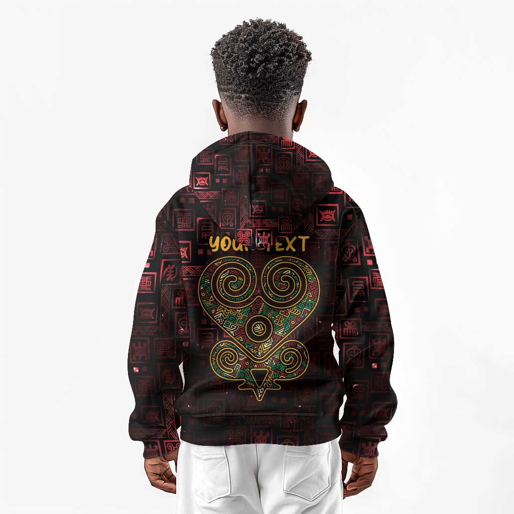 Afro-American Culture Kid Hoodie Adinkra Sankofa Heart - Cosmic Red