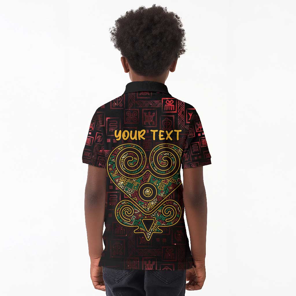 Afro-American Culture Kid Polo Shirt Adinkra Sankofa Heart - Cosmic Red