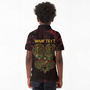 Afro-American Culture Kid Polo Shirt Adinkra Sankofa Heart - Cosmic Red
