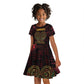 Afro-American Culture Kid Short Sleeve Dress Adinkra Sankofa Heart - Cosmic Red