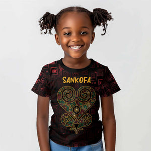 Afro-American Culture Kid T shirt Adinkra Sankofa Heart - Cosmic Red