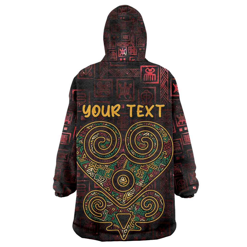 Afro-American Culture Kid Wearable Blanket Hoodie Adinkra Sankofa Heart - Cosmic Red