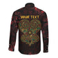 Afro-American Culture Long Sleeve Button Shirt Adinkra Sankofa Heart - Cosmic Red