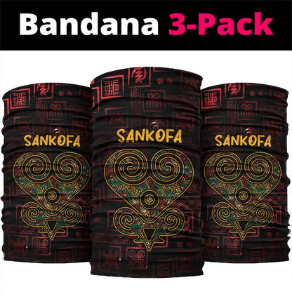 Afro-American Culture Neck Gaiter Adinkra Sankofa Heart - Cosmic Red LT7