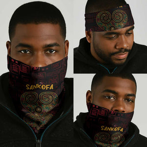 Afro-American Culture Neck Gaiter Adinkra Sankofa Heart - Cosmic Red LT7