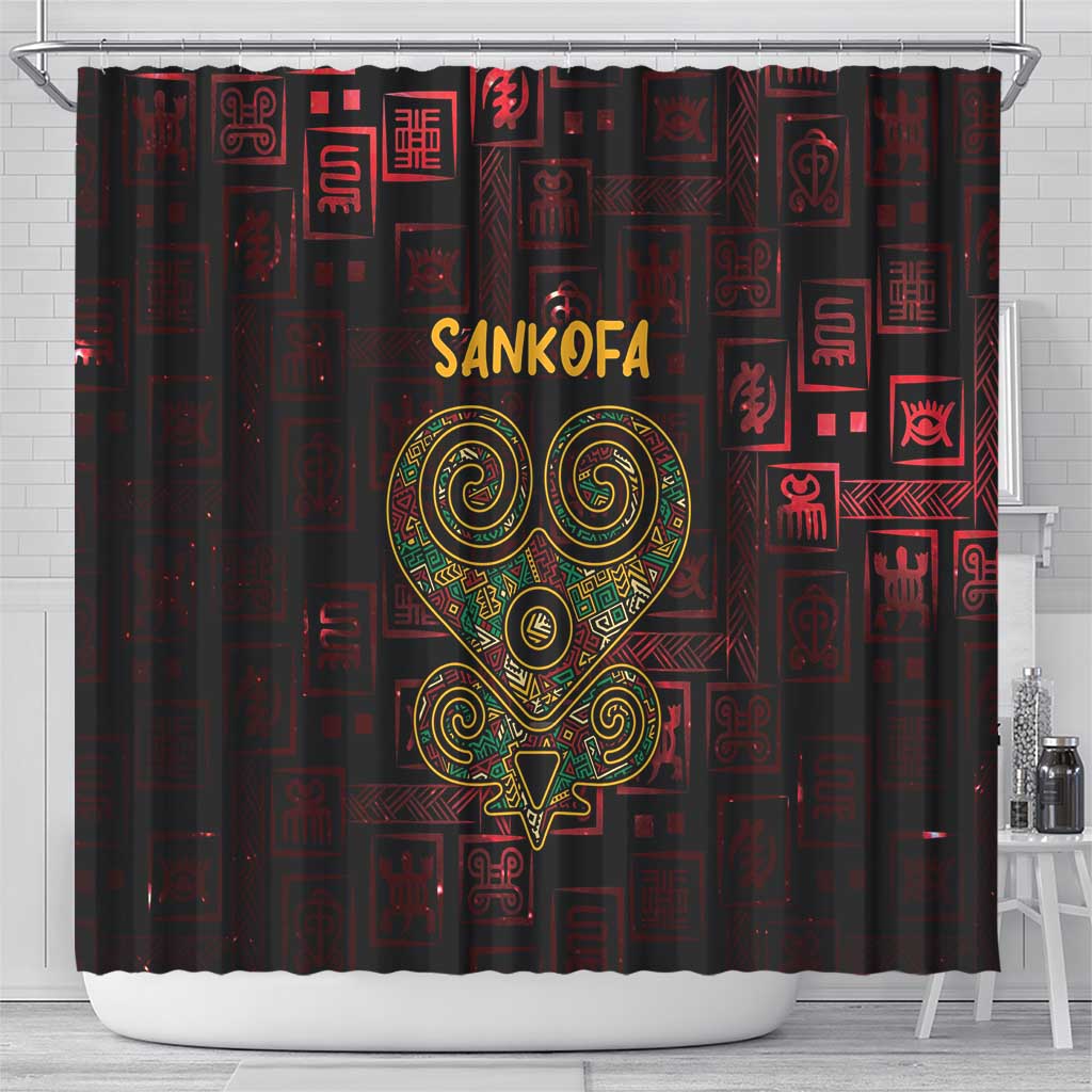 Afro-American Culture Shower Curtain Adinkra Sankofa Heart - Cosmic Red