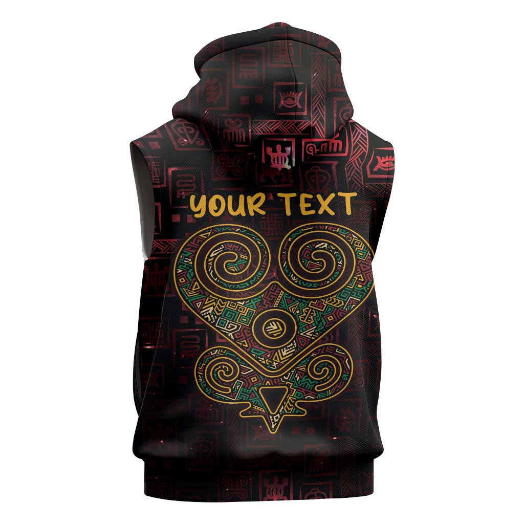 Afro-American Culture Sleeveless Hoodie Adinkra Sankofa Heart - Cosmic Red - African Pride
