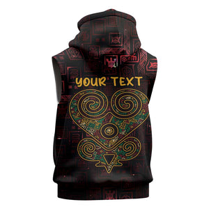 Afro-American Culture Sleeveless Zip Hoodie Adinkra Sankofa Heart - Cosmic Red - African Pride