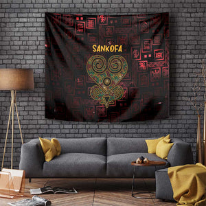 Afro-American Culture Tapestry Adinkra Sankofa Heart - Cosmic Red