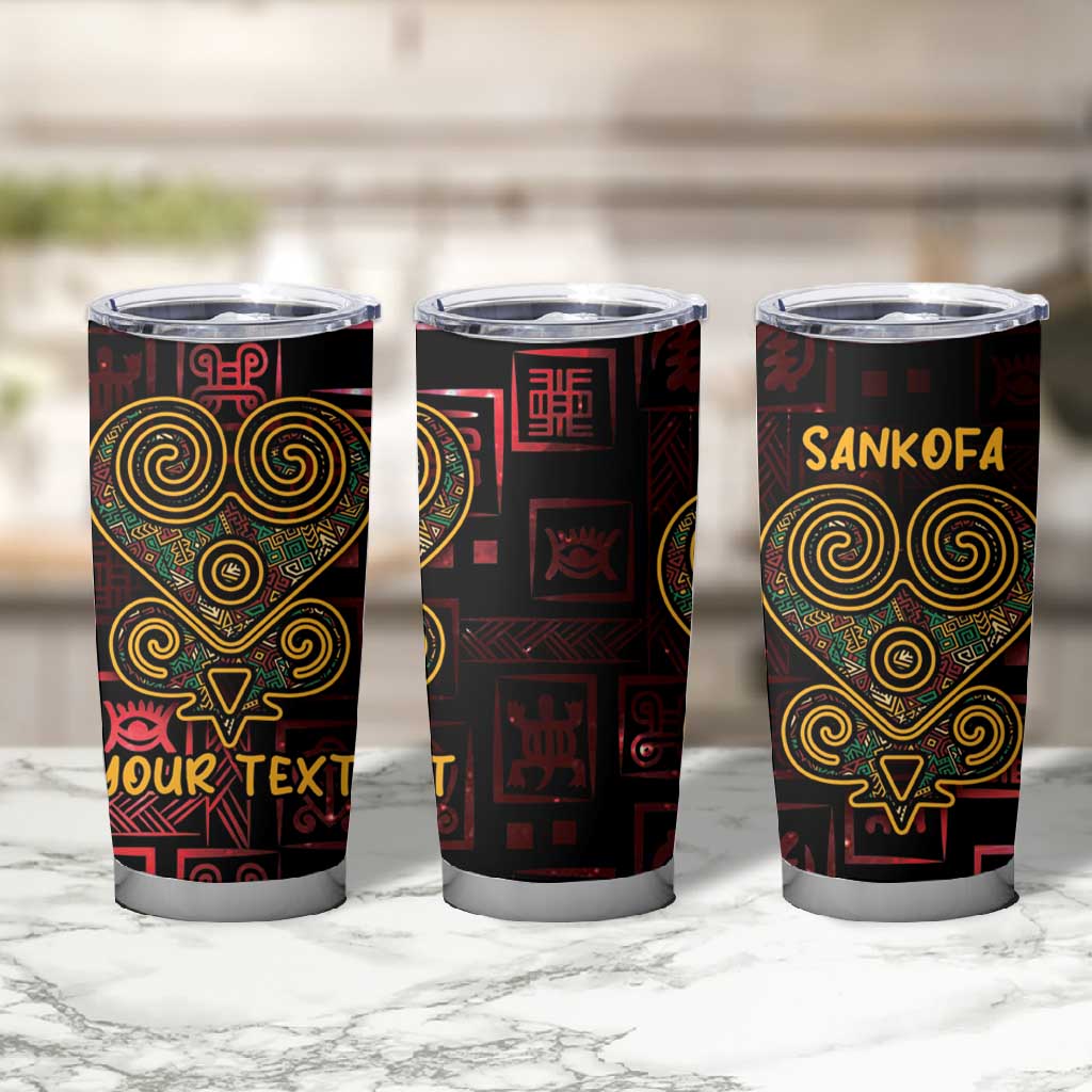Afro-American Culture Tumbler Cup Adinkra Sankofa Heart - Cosmic Red