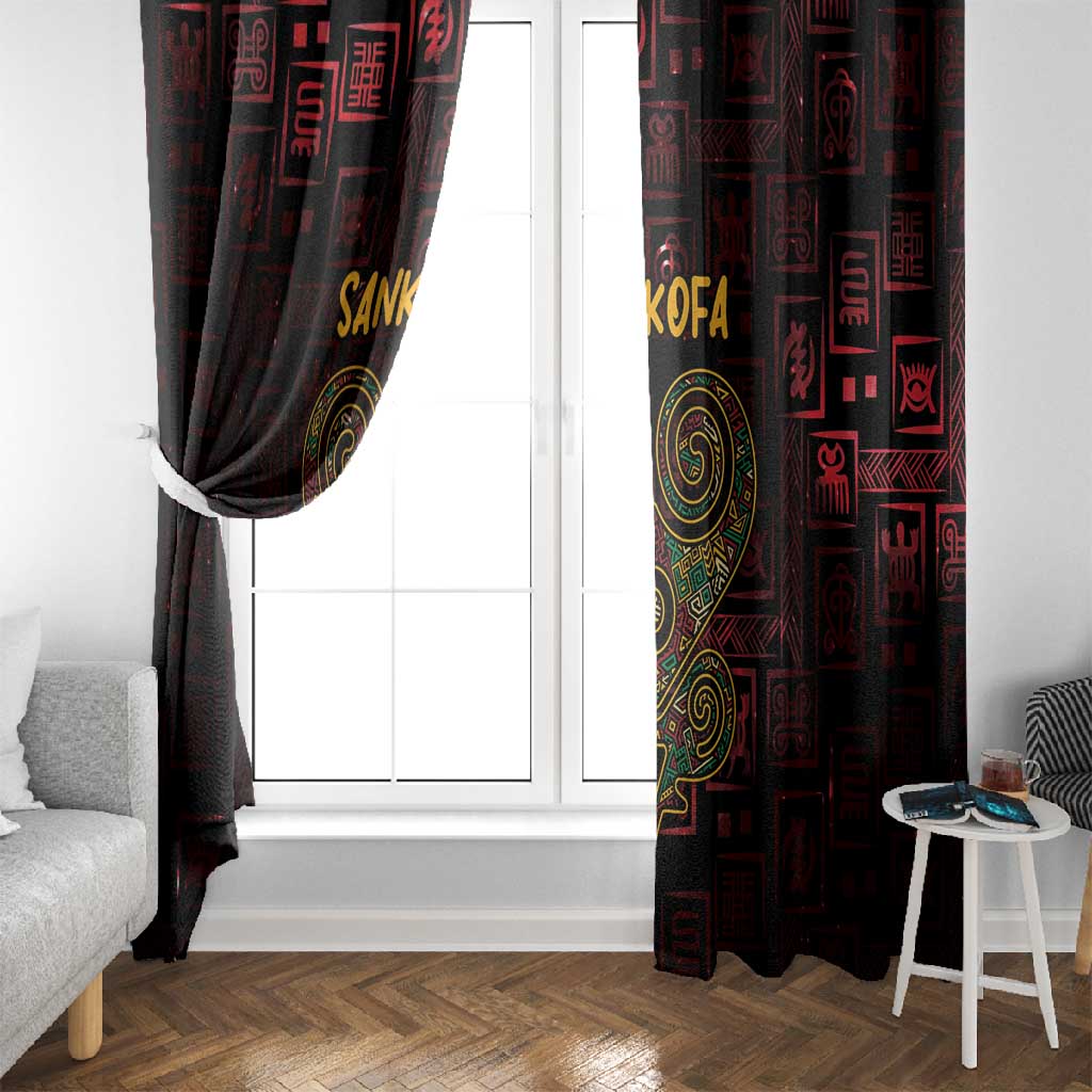 Afro-American Culture Window Curtain Adinkra Sankofa Heart - Cosmic Red