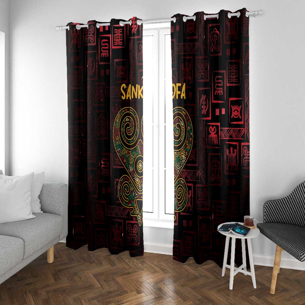 Afro-American Culture Window Curtain Adinkra Sankofa Heart - Cosmic Red