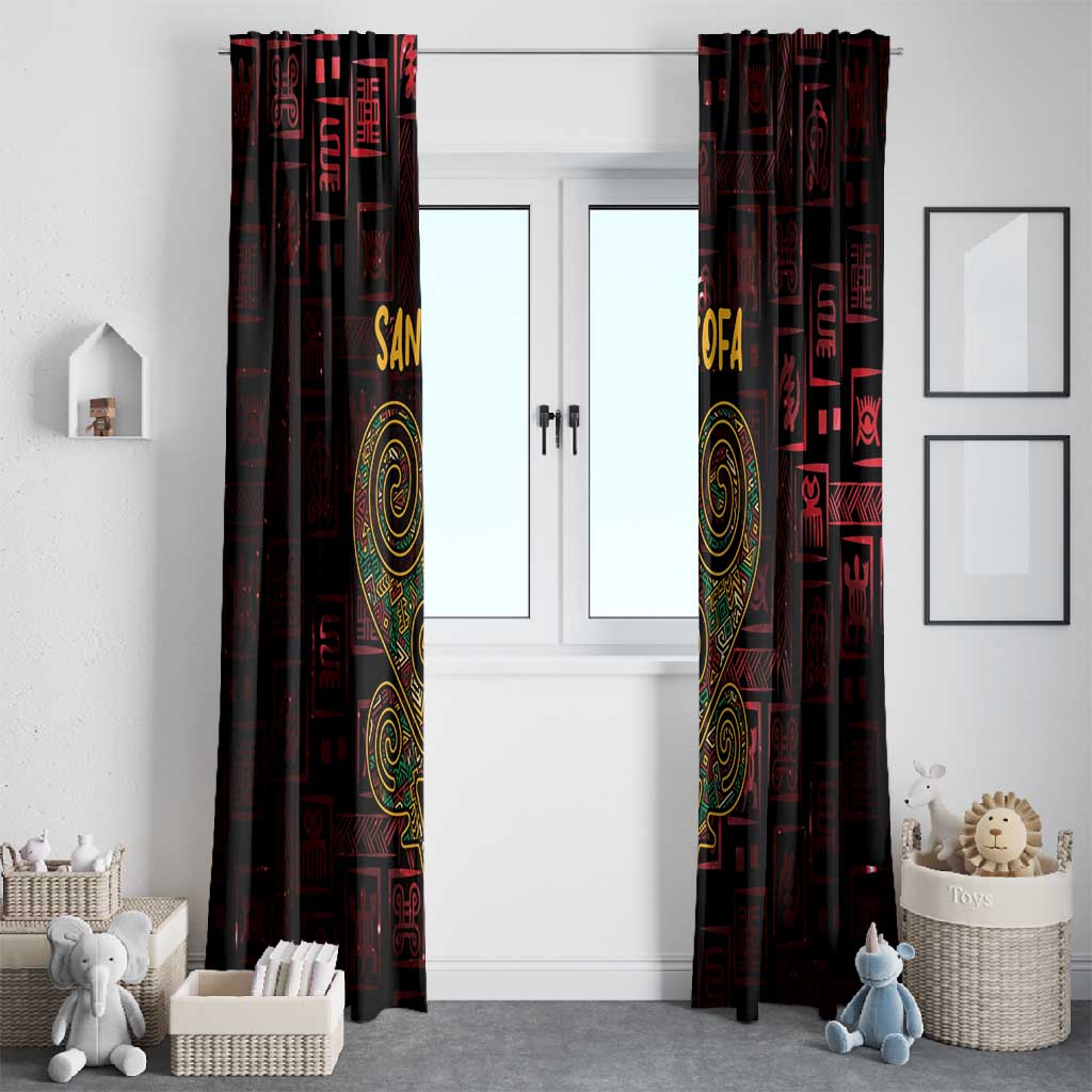 Afro-American Culture Window Curtain Adinkra Sankofa Heart - Cosmic Red