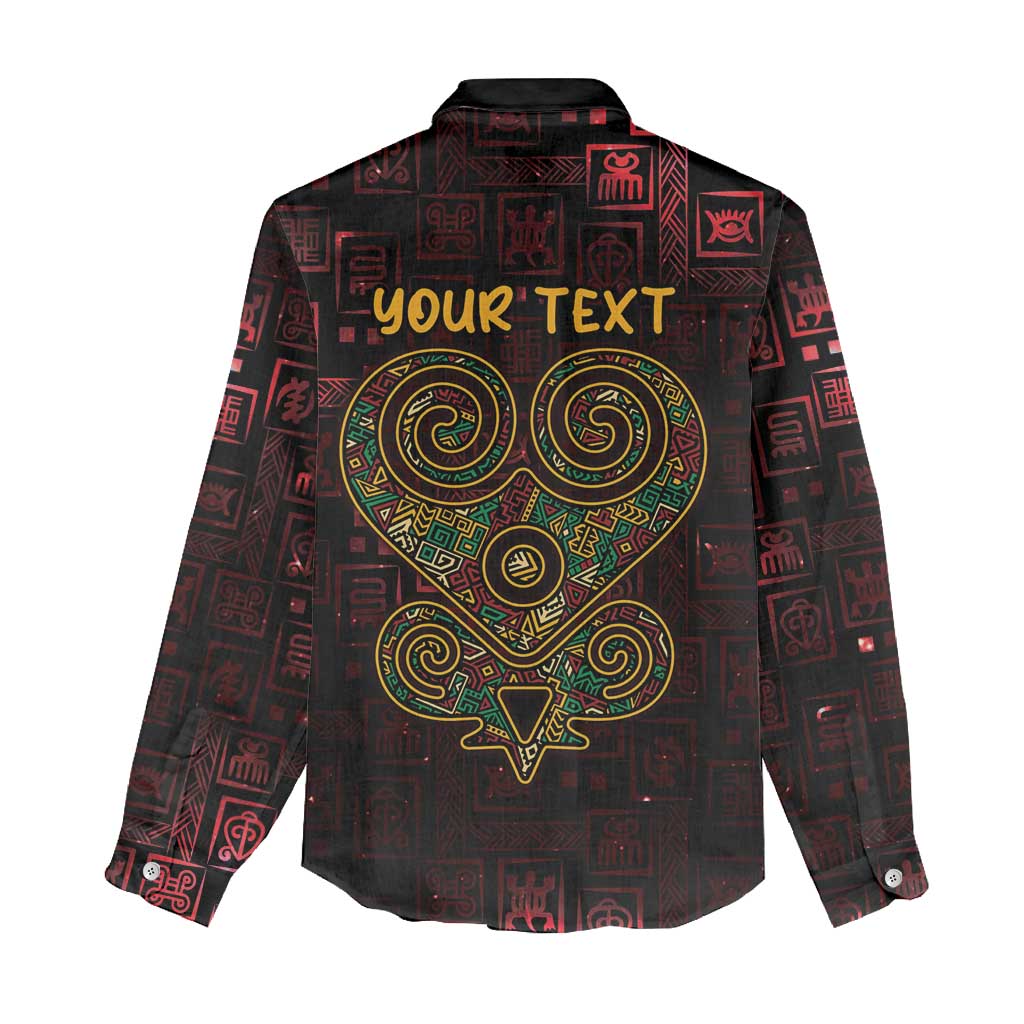 Afro-American Culture Women Casual Shirt Adinkra Sankofa Heart - Cosmic Red LT7