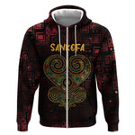 Afro-American Culture Zip Hoodie Adinkra Sankofa Heart - Cosmic Red