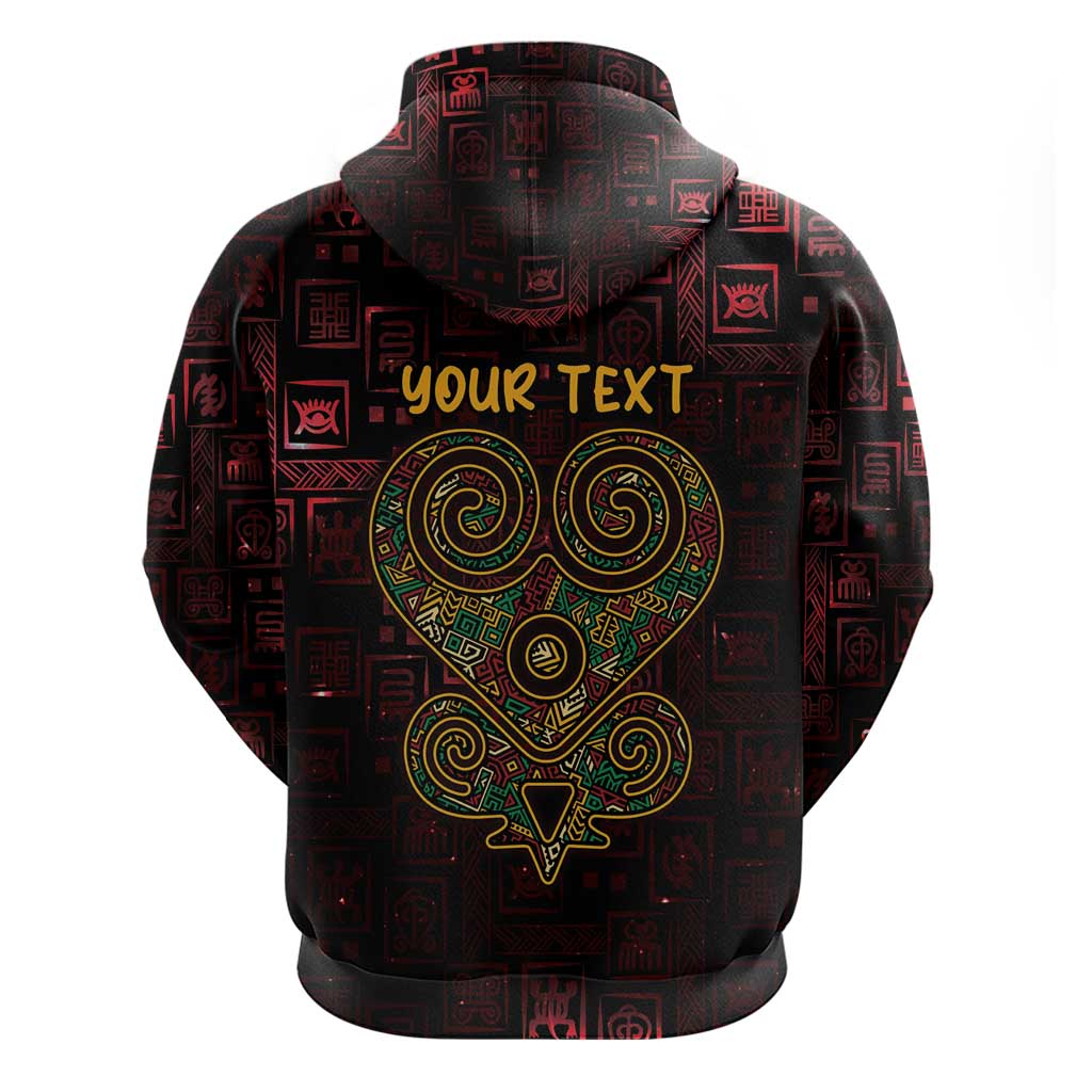 Afro-American Culture Zip Hoodie Adinkra Sankofa Heart - Cosmic Red